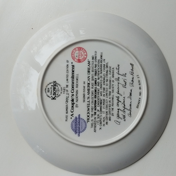 Rockwell's American Dream A Couple's Commitment Collectors Plate numbered EUC! - Picture 7 of 14